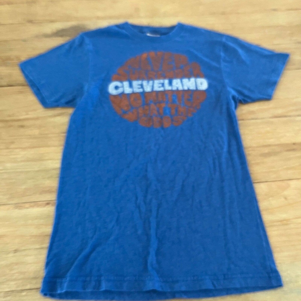 Homage Cleveland Never Surrender Short Sleeve Tee Womens S Blue